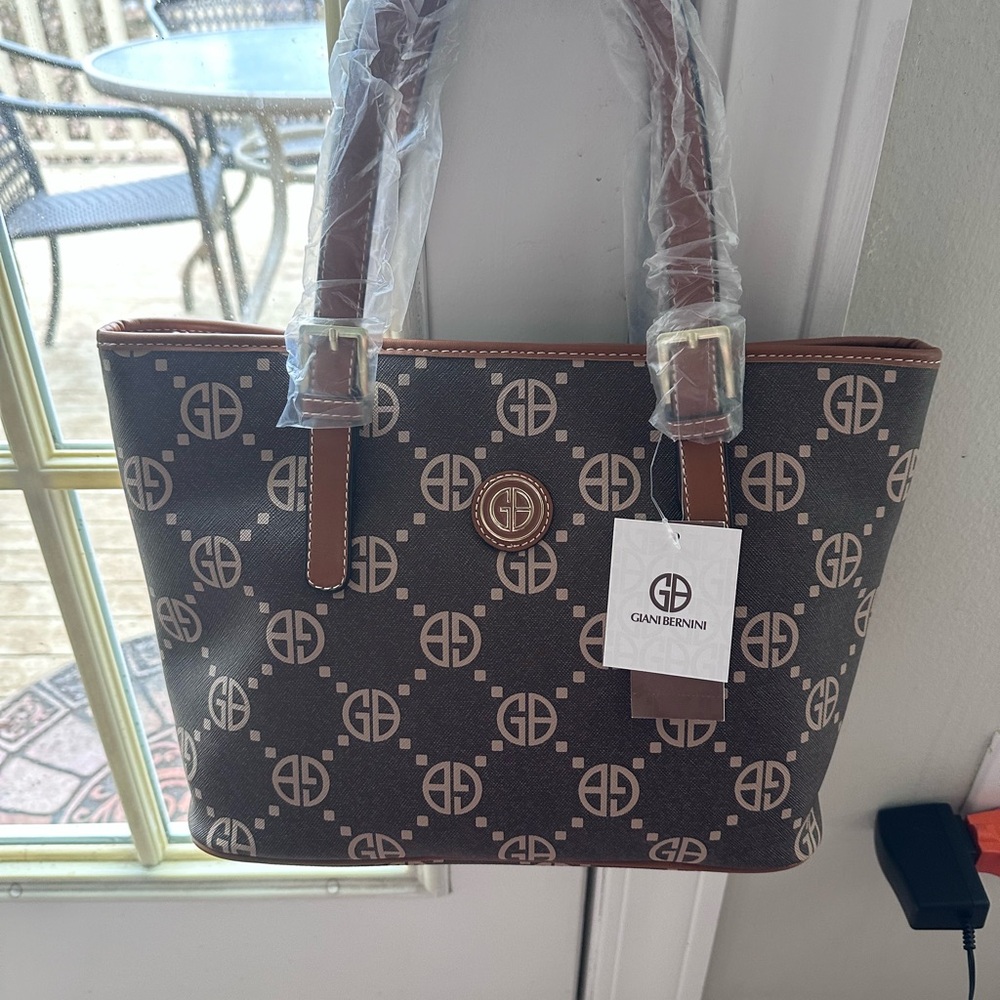 Gianni Bernini Brown Monogram Tote Bag